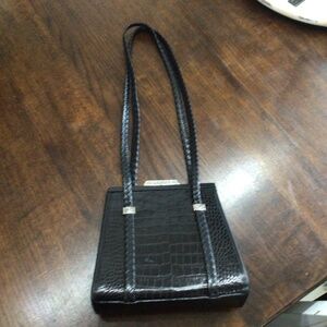 Brighton Black Croc-Embossed Shoulder Bag